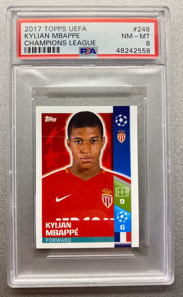 KYLIAN MBAPPE 2017 TOPPS UEFA CHAMPIONS LEAGUE TRUE ROOKIE PSA 8