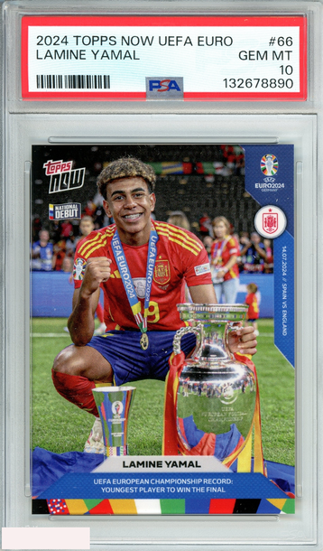 2024 TOPPS NOW UEFA EURO LAMINE YAMAL #66 NATIONAL DEBUT RC PSA 10 GEM MT