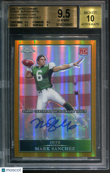 2009 Topps Chrome Rookie Autographs Gold Refractors Mark Sanchez #TC220 BGS 9.5 Auto 10