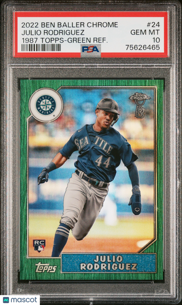 2022 Topps Chrome Ben Baller 1987 Topps Julio Rodriguez #24 Green Refractor PSA 10