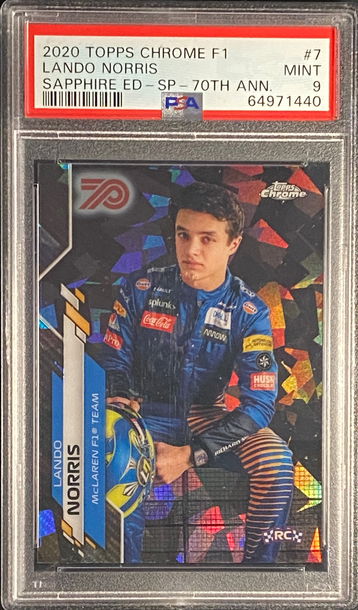 2020 Topps Chrome Sapphire Lando Norris Rookie RC  70th Anniversary /70 Image Variation Refractor IV SP Formula 1 F1