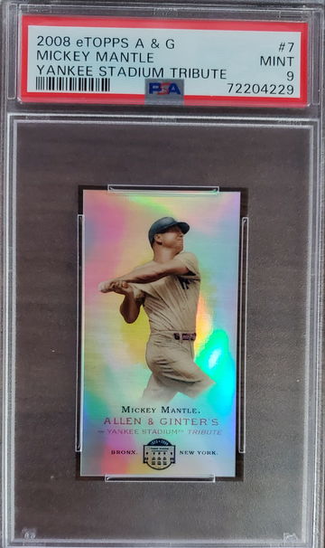 2008 eTopps Allen & Ginter Mickey Mantle Yankee Stadium Tribute /1499 PSA 9