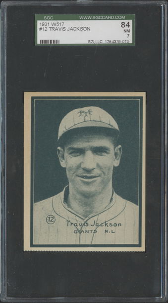 1931 W517 #12 Travis Jackson New York Giants Hall-of-Fame SGC 84 NM 7