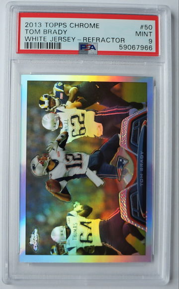 PSA 9 Mint TOM BRADY 2013 Topps Chrome Refractor #50 Patriots White Jersey