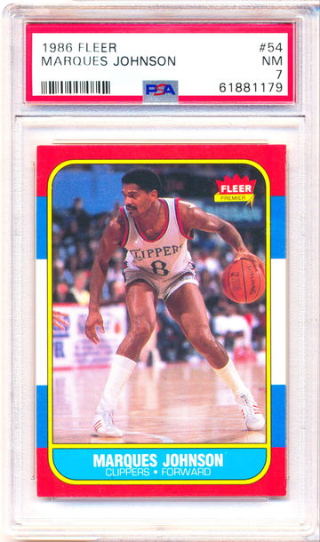 1986 Fleer #54 Marques Johnson PSA 7