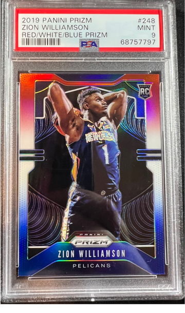 2019-20 Prizm Zion Williamson Red White Blue Prizm PSA 9