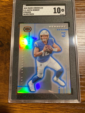2020 Silver Prizm Dynagon Justin Herbert RC SGC 10