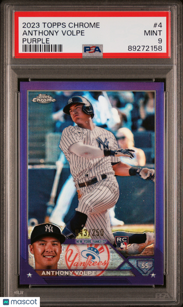 2023 Topps Chrome Anthony Volpe #4 Purple Refractor /250 PSA 9