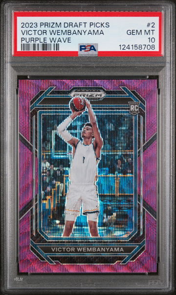 2023 Panini Prizm Draft Picks Purple Wave Prizm Victor Wembanyama #2 PSA 10