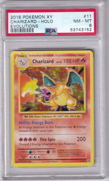 2016 Pokemon XY Evolutions Charizard Holo #11 PSA 8