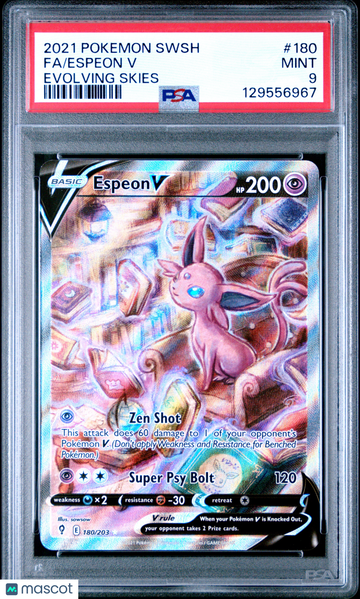 Sword & Shield: Evolving Skies Espeon V Holo Ultra Rare PSA 9 #180