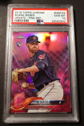 2018 Topps Chrome Update Pink Refractor Shane Bieber #HTM59 PSA 10