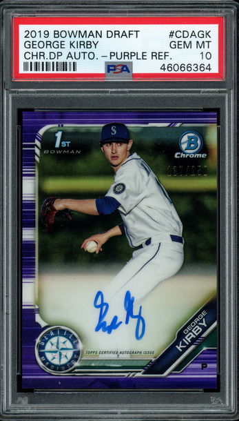2019 Bowman Chrome George Kirby Purple Refractor Auto PSA 10 GEM MINT #'d 137/250
