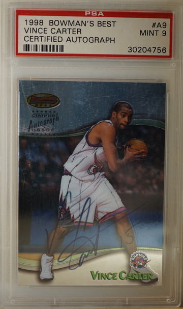 1998 Bowman's Best Vince Carter Certified Autograph PSA 9 