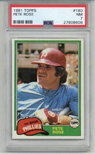 1981 TOPPS PETE ROSE #180 BASEBALL CARD PHILADELPHIA PHILLIES PSA 7 LOW POP RARE
