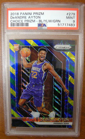 DeAndre Ayton 2018 Prizm #279 Choice Blue/Yellow/Green RC PSA 9 