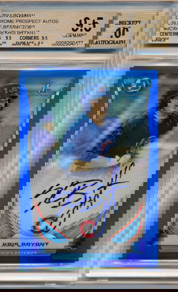 2014 14 Bowman Chrome Kris Bryant Blue Refractor Auto RC BGS 9.5 Gem+ #16/150