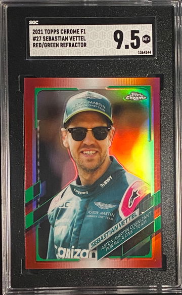 2021 Topps Chrome Sebastian Vettel Red Green Refractor Aston Martin Formula 1 F1 SGC 9.5