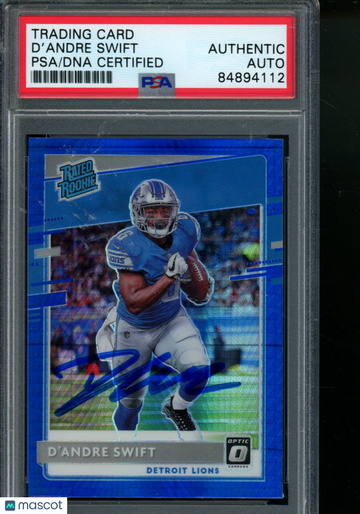 2020 Panini Donruss Optic Rated Rookie D'Andre Swift #159 Blue Prizm PSA Authentic