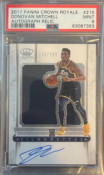 2017 PANINI CROWN ROYALE DONOVAN MITCHELL ROOKIE AUTOGRAPH RELIC RPA PSA MINT 9