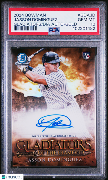 2024 Bowman Gladiators Of The Diamond Autographs Jasson Dominguez #GDAJD Gold /60 PSA 10