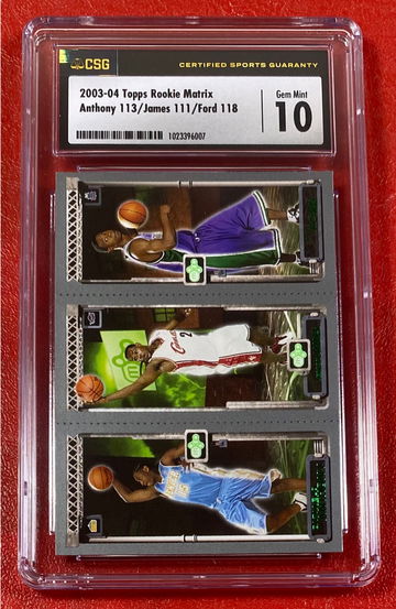 2003 Topps Rookie Matrix Lebron James & Carmelo Anthony RC Rookie Card CSG 10