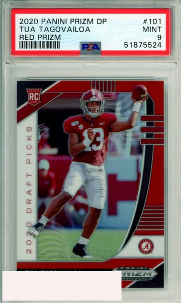 2020 PANINI PRIZM DRAFT PICKS TUA TAGOVAILOA #101 RED PRIZM ROOKIE RC PSA 9 MINT