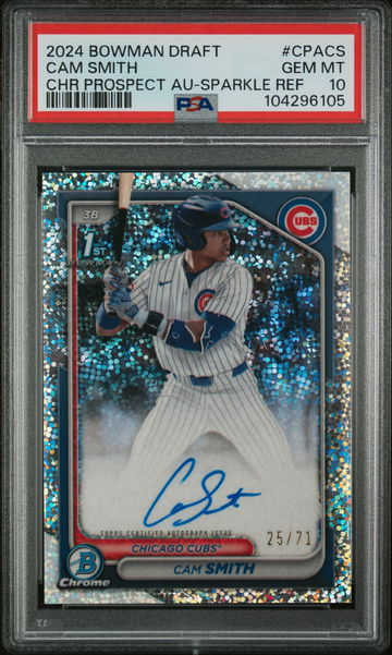 2024 Bowman Draft Sparkle Cam Smith #CPACS Auto /71 PSA 10