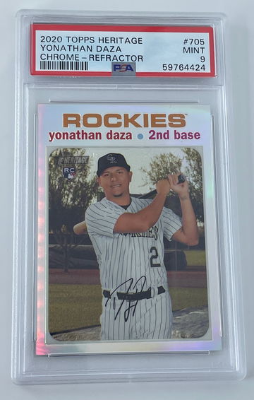 Yonathan Daza 2020 Topps Heritage Silver Chrome Refractor Rookie #531/571 PSA 9