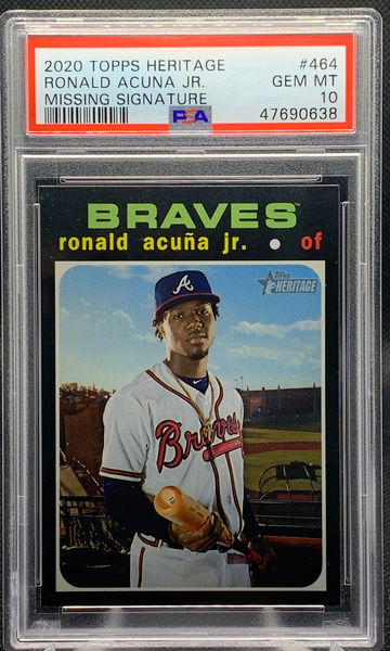 2020 Topps Heritage MISSING SIGNATURE SSP Ronald Acuna Jr PSA 10 GEM MINT POP 3