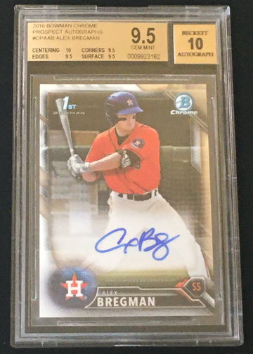 2016 BOWMAN CHROME ALEX BREGMAN ROOKIE AUTO BGS 9.5 W 10 AUTO TRUE GEM !