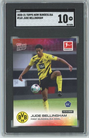 2020-21 JUDE BELLINGHAM TOPPS NOW BUNDESLIGA #165 RC SGC 10 GEM MINT