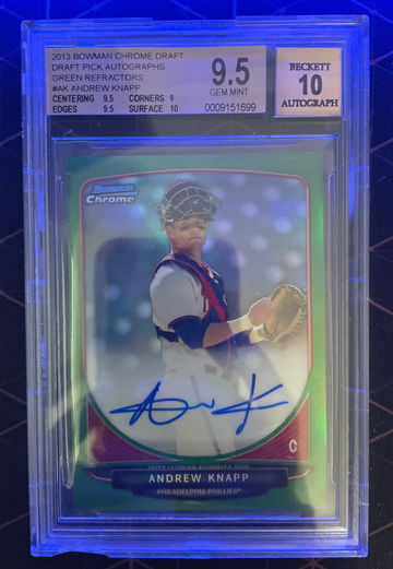 2013 Bowman Chrome DP AUTO GREEN #AK Andrew Knapp BGS 9.5