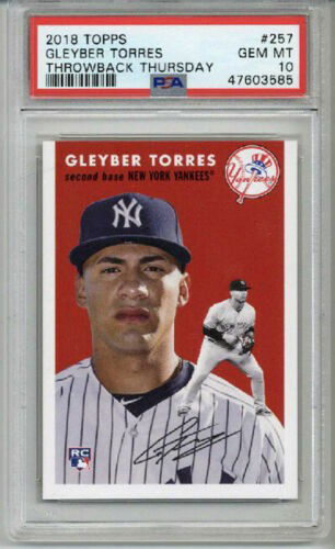 2018 TOPPS THROWBACK THURSDAY #257 GLEYBER TORRES ROOKIE RC CARD YANKEES PSA 10