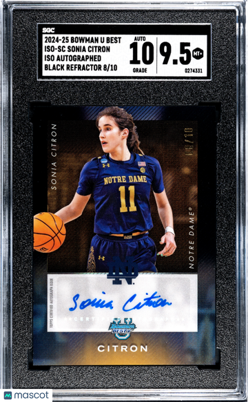 2024 Bowman U Best Sonia Citron #ISO-SC Iso Autograph Black Refractor SGC 9.5 Auto 10