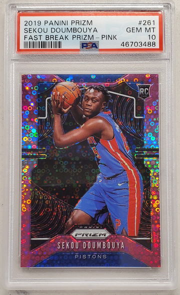 2019-20 Prizm Sekou Doumbouya Fast Break Pink /50 PSA 10