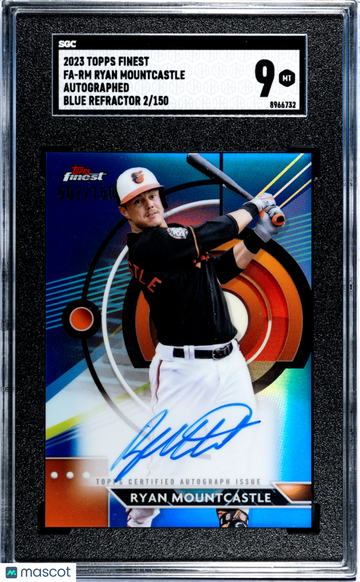 2023 Topps Finest Ryan Mountcastle #FA-RM Autograph Blue Refractor SGC 9