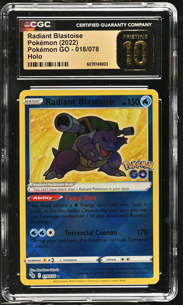 2022 Pokémon Sword & Shield Pokémon GO Radiant Blastoise #018/078 Holo CGC 10