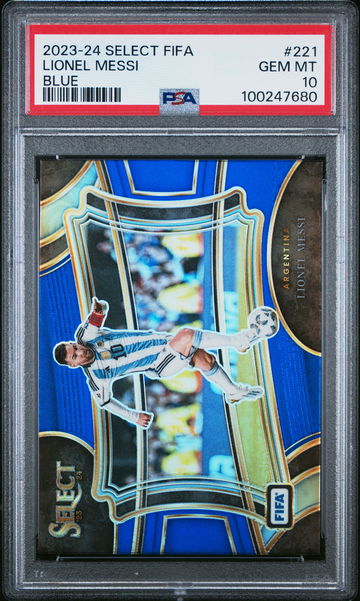 2023-24 SELECT FIFA LIONEL MESSI FIELD LEVEL SP COLOR MATCH BLUE #221 PSA 10