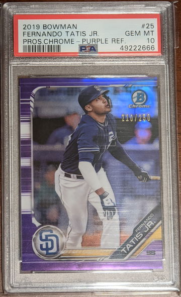 2019 Bowman Chrome Purple Refractor Fernando Tatis Jr. PSA 10 210/250