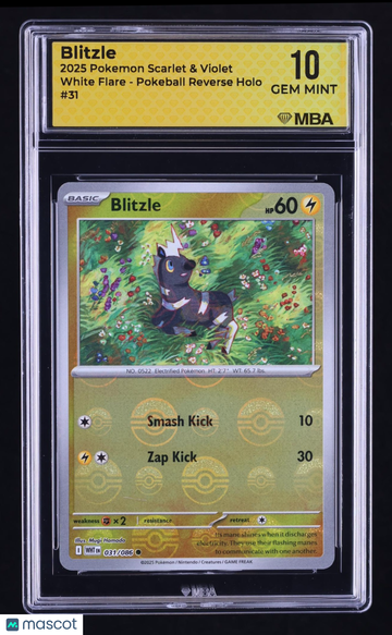 2025 Pokemon Scarlet & Violet White Flare Blitzle Reverse Holo MBA 10 #31