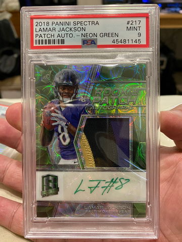 Lamar Jackson 2018 Spectra rookie Auto 3 color patch #3/50