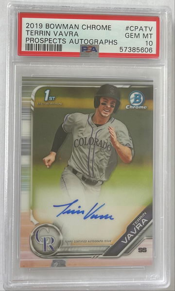 2019 Bowman Chrome Terrin Vavra Prospects Auto PSA 10