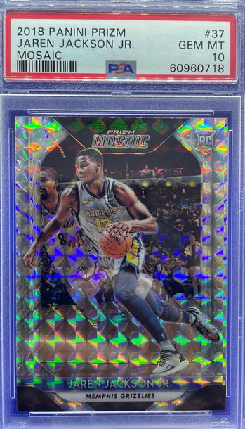 2018-19 PANINI PRIZM MOSAIC SILVER JAREN JACKSON JR ROOKIE RC PSA 10 GEM MINT SP