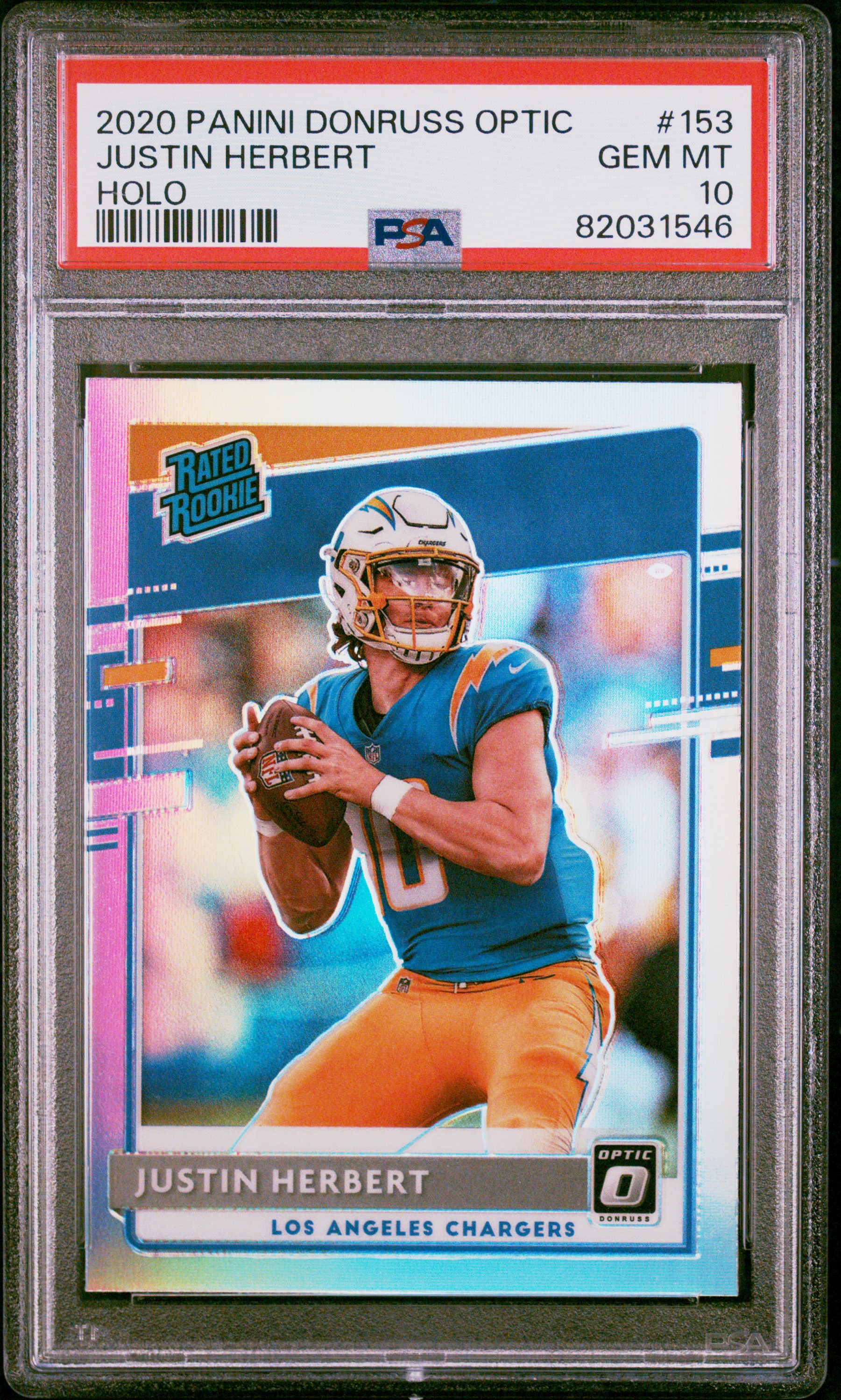 2020 Panini Donruss Optic Justin Herbert #153 Holo RC Rookie PSA 10