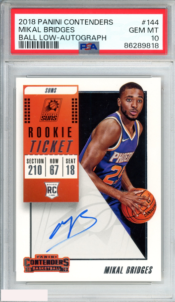 2018 PANINI CONTENDERS MIKAL BRIDGES #144 BALL LOW AUTOGRAPH ROOKIE RC PSA 10