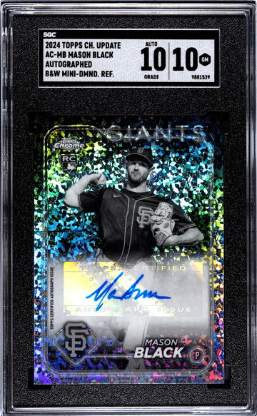 2024 Topps Chrome Update #AC-MB Mason Black Auto. B&W Mini-Dmnd. Ref. SGC 10