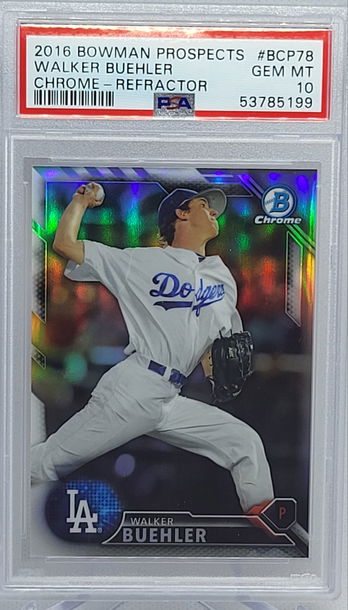 2016 Bowman Chrome Prospects #BCP78 Walker Buehler Refractor PSA 10 POP 1
