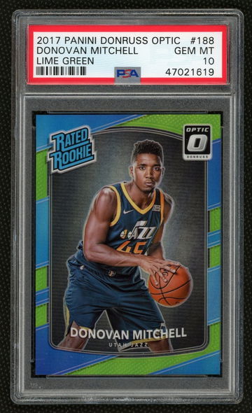 2017 Donovan Mitchell Panini Donruss Optic Lime Green Rookie PSA 10 Gem Mint