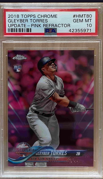 2018 Topps Chrome Update Pink Refractor Gleyber Torres HMT#80  PSA 10 Gem Mint